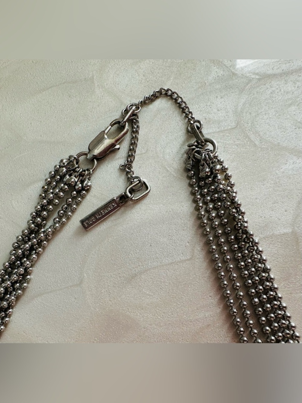 Kenneth Cole Multi-Strand, Silver-tone Ball Chain Necklace. - Picture 15 of 16